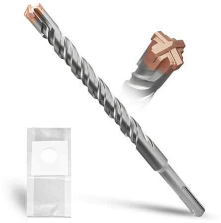 METOTY Foret SDS Plus 16 mm × 210 mm, avec 4 tranchants en carbure de tungstène, tête avec revêtement, foret à maçonnerie, foret à béton, pour pierre, béton, pierre naturelle, mur de brique