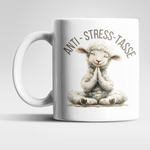 Anti-Stress Tasse mit Schaf – Lustige Schäfchen Kaffeetasse 325 ml aus Keramik – Witzige Teetasse mit Spruch – Geschenkidee für Büro & Alltag