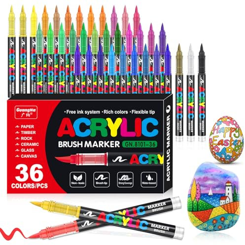 VAKKI 36 Colores Rotuladores Acrilicos, Acrylic Markers Para Colorear Adultos, Marcadores AcríLicos Para Colorear, Piedra, CaligrafíA, Madera, Lienzo, Vidrio, CeráMica