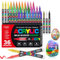 VAKKI Lot de 36 marqueurs acryliques imperméables pour pierres - Pointe pinceau - Marqueurs acryliques - Marqueurs acryliques - Parfaits pour peindre des pierres, du verre, du bois, de la