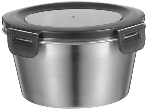 VILLFUL Crujiente Contenedores De Preparación De Comidas Contenedor De Fiambres Recipientes Para Guardar Helados Organizadores De Comida Nevera Recipiente De Metal Acero Inoxidable Plata