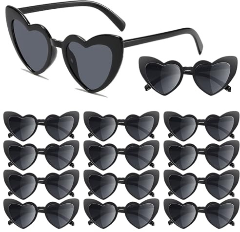 JNEYVIC 12 Stück Partybrille Herz Herzbrille Schwarz Herzchen Brille | Herzen Brille Party, Herzförmige Sonnenbrille, Herz Brille, Herzsonnenbrille, für Karneval, Brautparty, Hochzeitsfeier