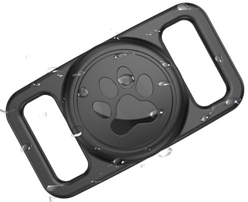 ONEONTA für AirTag Hundehalsband Halter, Wasserdichter Air Tag Hund, GPS Tracker Hund Hülle für AirTag, Silikon Air Tag Halsband Hunde, Anti-Lost, Kompakte Größe(Schwarz)