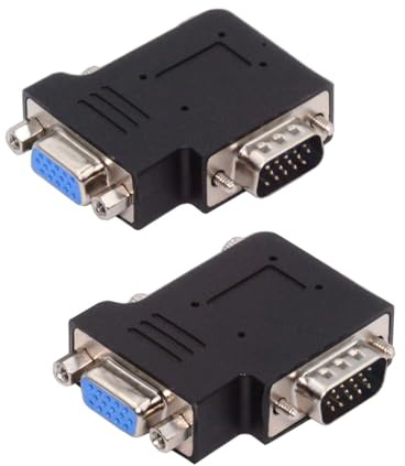 NFHK Adattatore 2 pezzi/lotto Adattatore di prolunga VGA RGB HDB15Pin con attacco a vite maschio-femmina ad angolo retto sinistro e destro da 90 gradi, salvaporta per monitor
