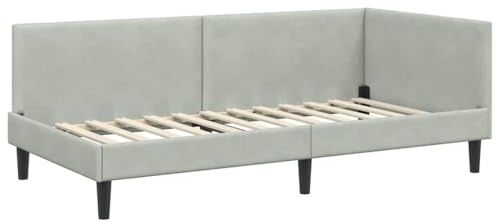 vidaXL Corner Bed Frame Other with Headboard Light grey 80 x 200 cm, Stylish Corner Bed Frame, Modern Design, Durable Velvet Material, Adjustable Headboard, Comfortable Bedroom Furniture