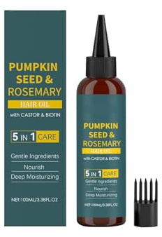 Pumpkin Seed And Rosemary Hair Oil, Rosmarinöl für Haar, Stärkt Haarwurzeln, Gleicht Kopfhaut, Feuchtigkeit Repariert Trockenes, Kräftigt Haar (100ml, 1 Stück)