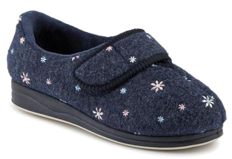 EasyFit Womens Easy Step In Extra Wide Adjustable Fasten Slippers | Autumn Winter Collection | Full Slipper Slipper | Pull On | Flat | Memory Foam Insole
