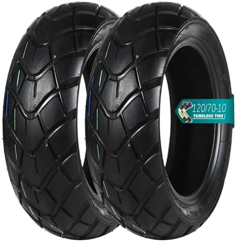 120/70-10 Schlauchloser Reifen, 120/70/10 Vorne Hinten Universal für Motorrad Roller 10 Zoll Rad, Niedrigwiderstands-Profil 120 70 10 6PR 54L Max Last 212 kg