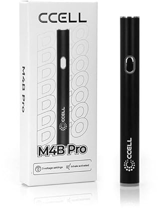 CCELL M4B Pro 510 Thread Battery, Black, 290mAh Capacity, USB-C Charging, Draw Activated, Compatible with CBD and Thick Oil Cartridges -no nicotine (black)