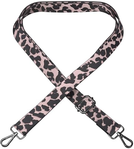 EAZY CASE - Verstellbarer Taschengurt, Ersatz Gurt für Handtaschen, Schulterriemen für Umhängetaschen, dünner Riemen für Taschen und Tragetaschen, DIY Taschenband, Camouflage - Rosa Metall Silber
