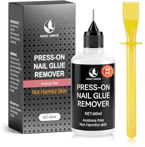 60ml Nagelkleberentferner für Press On Nägel -Präziser, Acetonfreier | Entferner falsche Nägel und Kunstnägel, sanfte Anwendung, schnelle und einfache Entfernung von Nagelkleber für DIY Maniküre