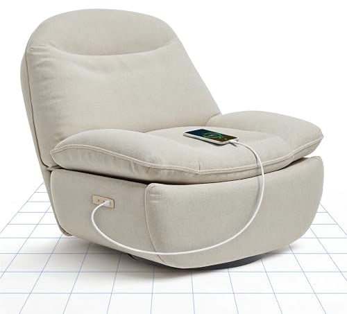 FLEXISPOT Relaxsessel, Drehsessel, Fernsehsessel XR6 OVAL | Schlafsessel mit verstellbare Rückenlehne, mit USB, Elektrischer Sessel, Ruhesessel, Liegesessel im Wohnzimmer, mit Rocking