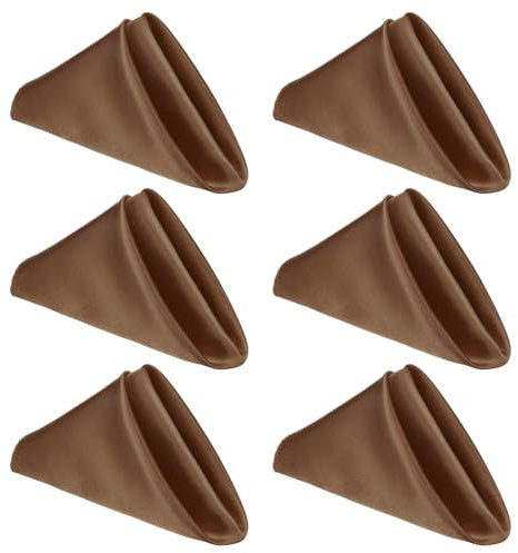 QUARKZMAN 6 Stück Braune Satin Servietten 30x30 cm Waschbare Polyester Servietten Weiches Quadratisches Tischdekor Für Restaurant Party Hochzeit Bankett Event