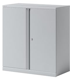 BISLEY Flügeltürenschrank Essentials mit 1 Fachboden für 2 Ordnerhöhen, Metall, 645 Lichtgrau, 47 x 91.4 x 100 cm