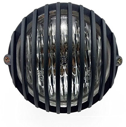 TASWK 5 Motorcycle Headlight Grill Prison Chopper Bobber Head Lamp (Black)