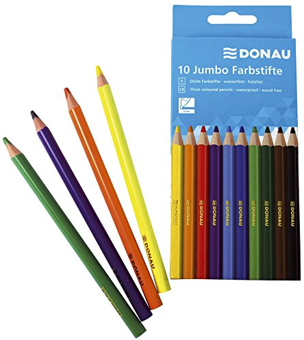 Donau 3810003-99 Farbstifte Jumbo, dreikant, 10 Farben