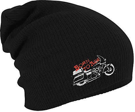 Fan-O-Menal Textilien Longbeanie Slouch-Beanie Mütze Chopper Motorrad Born to Ride 54566 Farbe schwarz