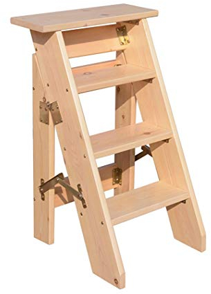 Klappstufen Klapptritt Klappleiter Holz-Trittleiter 4 Stufen leicht Faltbarer Tritthocker Mehrzweck-Trittleiter Trittstufen Treppenstufenstuhl - 300 lb Kapazität