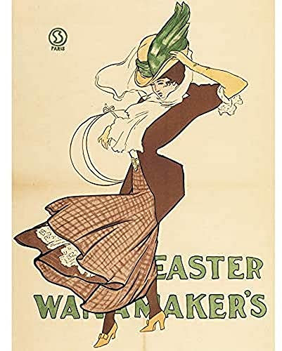 Minot Wanamaker's Magazin Ostern 1909 Werbe-Kunstdruck, Leinwand, Premium-Wanddekoration, Poster Wandbild