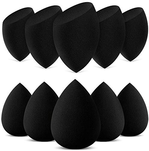 InnoGear 10 Pcs Makeup Sponge Blender Set Beauty Cosmetic Foundation Blending, Flawless for Liquid Cream and Powder, Multi-Purpose Cosmetic Applicator Puff (Black)
