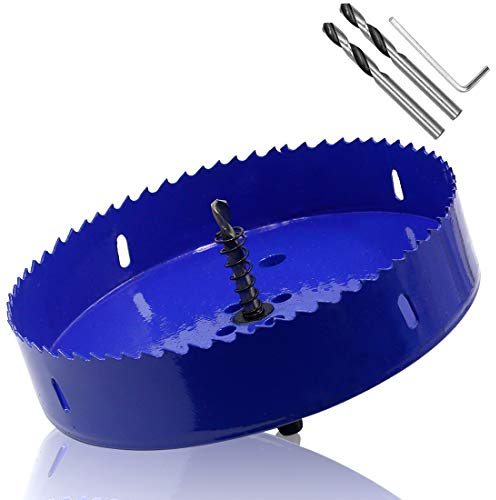 ZXHAO Sega a tazza da 165 mm, profondità di taglio da 1 1/4, fresa a tazza bimetallica HSS con codolo esagonale, adattatore per punte per trapano per legno, cornhole, plastica, cartongesso