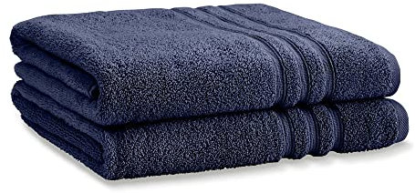 Catherine Lansfield Zero Twist 90x140cm Bath Sheet Pair Navy
