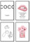 Postertech® Premium Poster Set | 4 Bilder als stilvolle Wanddeko | 4X DIN A4 | Girly Set Coco Lippe Bücher in weiss rosa pink (Ohne Bilderrahmen)