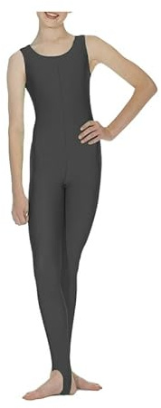 R&N FASHIONS - Glänzender ärmelloser Catsuit mit Steigbügelfuß, Turnanzug für Mädchen, Tanzkleidung für Ballett, Gymnastik, dehnbares Nylon-Elastan-Kostüm