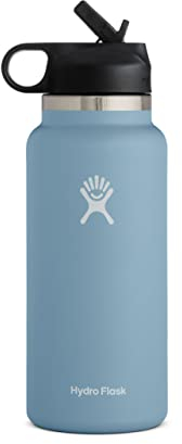 Hydro Flask 907.2 g Wide Flex Straw Cap Bottle - Insulated Stainless Steel - Wide Straw Lid, Non Spill, Leakproof in Rain