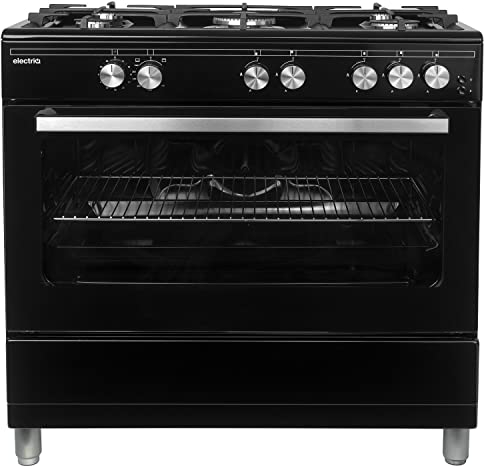 electriQ 90cm Gas Single Oven Range Cooker - Black