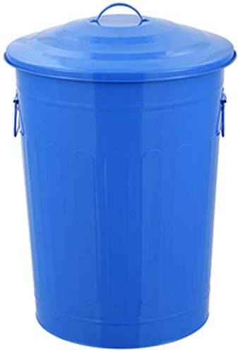 Poubelle en métal avec couvercle - Utilisation dans le jardin, le camping, la terrasse - 42 x 60 cm