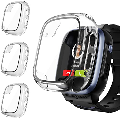 Upeak 3 Stück Schutzhülle für XPLORA X5 Play Kids Displayschutz, Hard PC Hülle Panzerglas Schutzfolie, Kratzfest Stoßfest Gehäuse Rundum Schutz Case Cover for X 5 Play Uhr Kinder, Klar