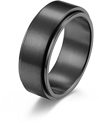 Wycian Drehbare Ringe Herren, Damen Ring 52 8mm Schwarz Edelstahl Versprechen Ring für Braut und Bräutigam