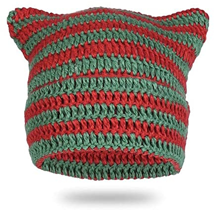 LEJAHAO Y2K Cat Beanie Mütze Damen Winter Hat Women Katzenmütze Katzenohren Damenmützen Modern Warme Thermo Winddichte Strickmütze Schöne Lustige Wintermützen Haube Frauen Mädchen Skimütze (Rot)