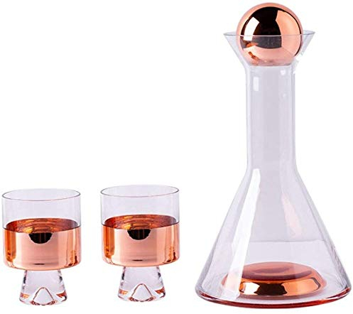 Decanter per whisky decantador con 2 bicchieri da vino, set di decanter per vino con tappo a sfera, vetro di cristallo soffiato al 100% a mano, set di accessori per vino Decanter per liquori