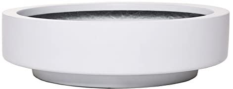 VIVANNO Pflanzschale Blumenschale Dekoschale Fiberglas Escada Low 12x45 Weiß Matt
