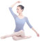 AKBANT Schwarzes Tanztrikot Damen, Balletttrikot 3/4 Langarm, Mädchen-Gymnastik-Trikots aus weicher, atmungsaktiver Baumwolle, Schulsport-Ballett-Tanzkostüm,Light Grey-M