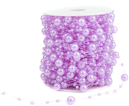 30m Perlengirlande Perlenband Perlenkette Perlenschnur Geschenkband Dekoband mit Perlen für DIY Basteln Party Tischdeko Hochzeit Braut Haarschmuck Ohrringe Halskette Brautstrauß Weihnachten,Lavendel
