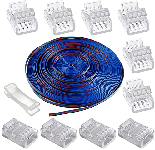 GTIWUNG LED Verlängerungskabel 10M/32.8ft, 4 Polig LED Band Verbindungskabel LED Strip Extension Kabel, inkl Lückenlose Stecker, 4-Poliger 10mm Stecker für 5050 3528 2835 LED Streifen Licht