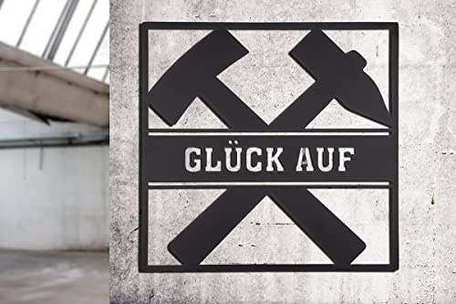 GILDE Wandrelief Glück Auf Metall schwarz 67782