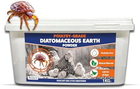 ASHBROOK Poultry Grade DE Powder 1KG - Feed Grade Diatomaceous Earth from Natural Sources for Pest & Mite Control - Lice & Red Mite Powder for Chickens, Chicken Mite Powder & Chicken Dust Bath Powder