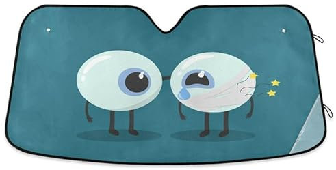 874 Parasol Coche Delantero Ojo De Dibujos Animados Parasol para Parabrisas De Coche Aislamiento Térmico Parasol para Parabrisas Plegable Parasol Parabrisas Delantero para Camiones 140x76 cm