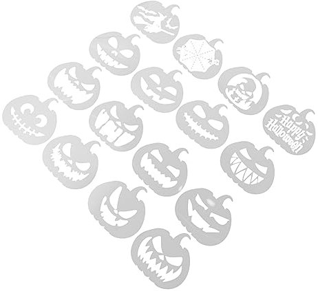 EXCEART Halloween Door Decor 16pcs Pumpkin Painting Template Cutting Out for Party Decorations