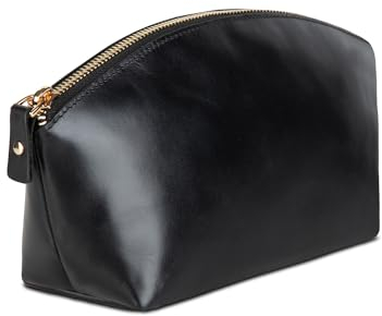 Premium Kosmetiktasche Damen Leder - Luxuriöse Schminktasche Damen Leder mit großem Fach - Elegante und langlebige Make-Up Tasche für Reisen und Täglichen Gebrauch Avanza Schwarz