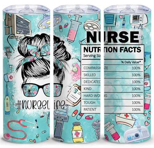 GIINAL Nurse Life Nutrition Facts Skinny Tumbler Great for Retirement, International Nurses Day As a gift for Friend,Nurse for Expressing Friendship,Giving Thanks,Enhancing Relationships
