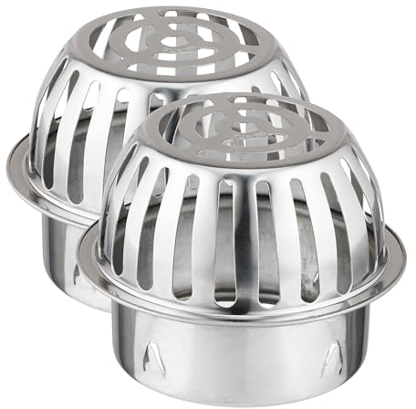 Relaxdays Juego Pack 2 Protectores Bajante Canalones, Filtro Canaletas, Acero Inoxidable, Anti Hojas, 9,5 x 12,5 cm, Plateado