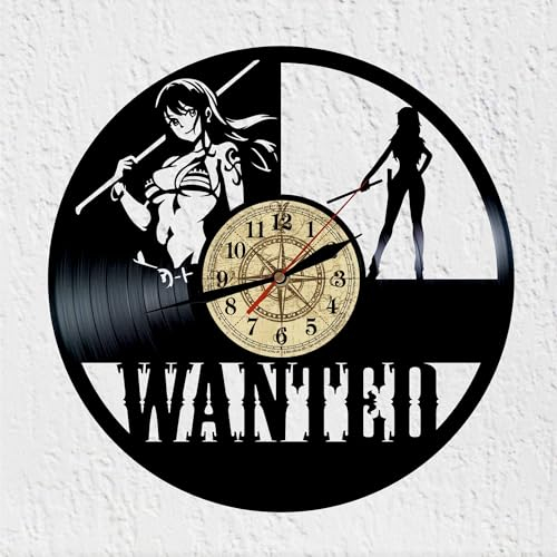 VINY WOODY Pirat Seefahrer des blauen Meeres Wanduhr Vinyl Schallplatte Wanted Nami Wanddekoration Original Geschenk