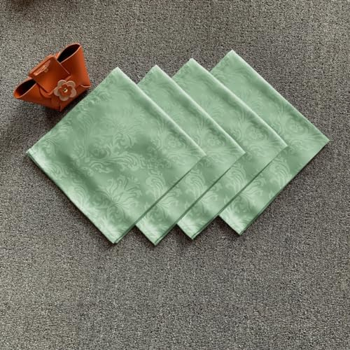 Quadratische Jacquard-Servietten, Damast, knitterfrei, weiches Polyester, Stoffservietten für Hochzeit, Frühling, Party, Abendessen, 4 Stück, Salbeigrün, 50,8 x 50,8 cm Serviette