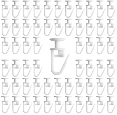 NIYATA 100Pcs Glisseur pour Rail Rideau, Crochet Roulette, Accessoires de Roue de Poulie, pour Type Rail (Blanc)