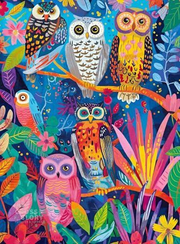 Cross & Glory - Hootenanny: Birds in Paradise - 1000 Piece Jigsaw Puzzle for Adults | Vibrant Indian Garden & Owl Design | Challenging and Artistic